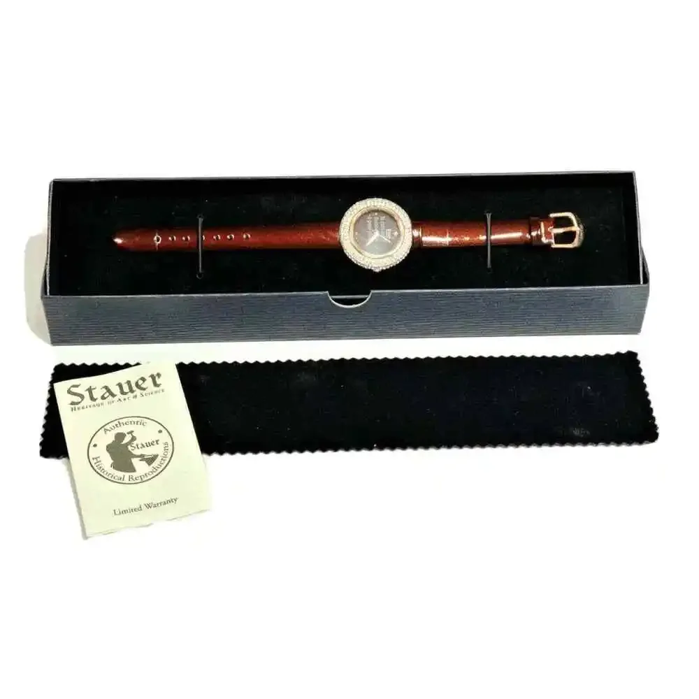 Stauer Women's Diamond Watch Brown Face Smooth Leather Wrist Band SR130BR NEW